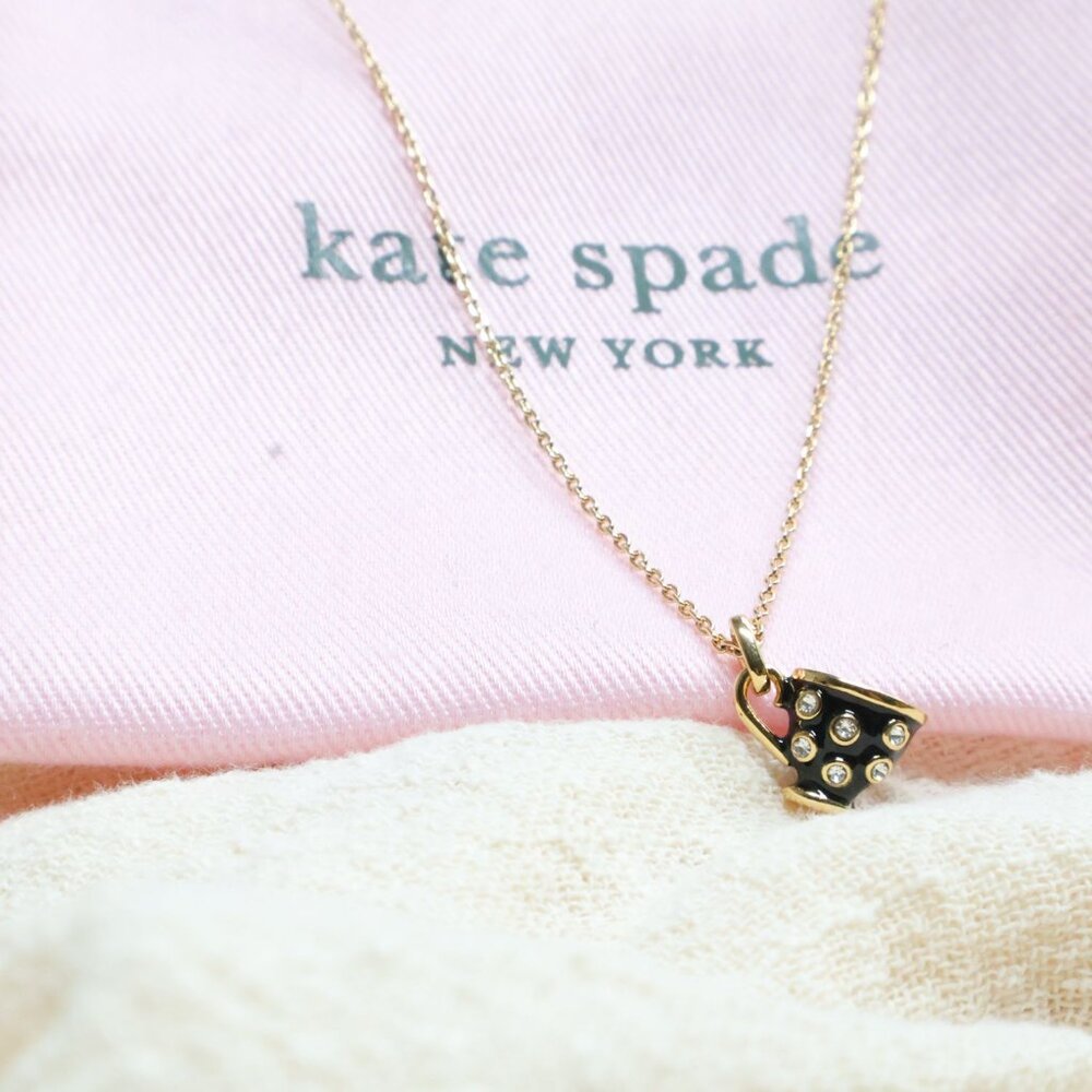 Kate Spade Alice Wonderland Teatime Gold Necklace NEW